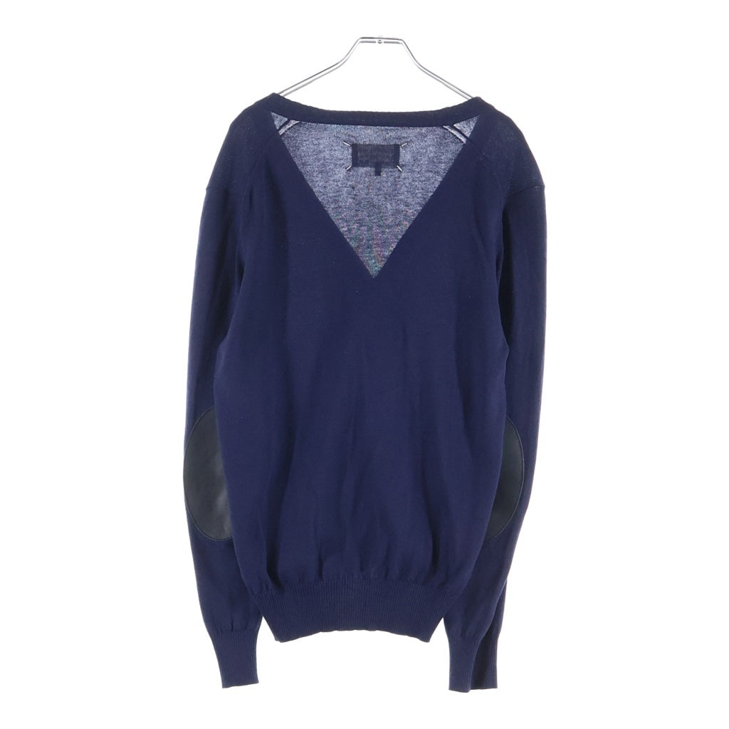 Maison Margiela(メゾンマルジェラ) 14番 エルボーパッチ コットンウール ニットカーディガン ネイビー 50HA066215666