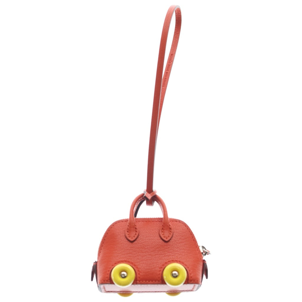 HERMES(エルメス) ボリードオンホイールズ チャーム オレンジ系 シェーブル シルバー金具 U刻印 レディース