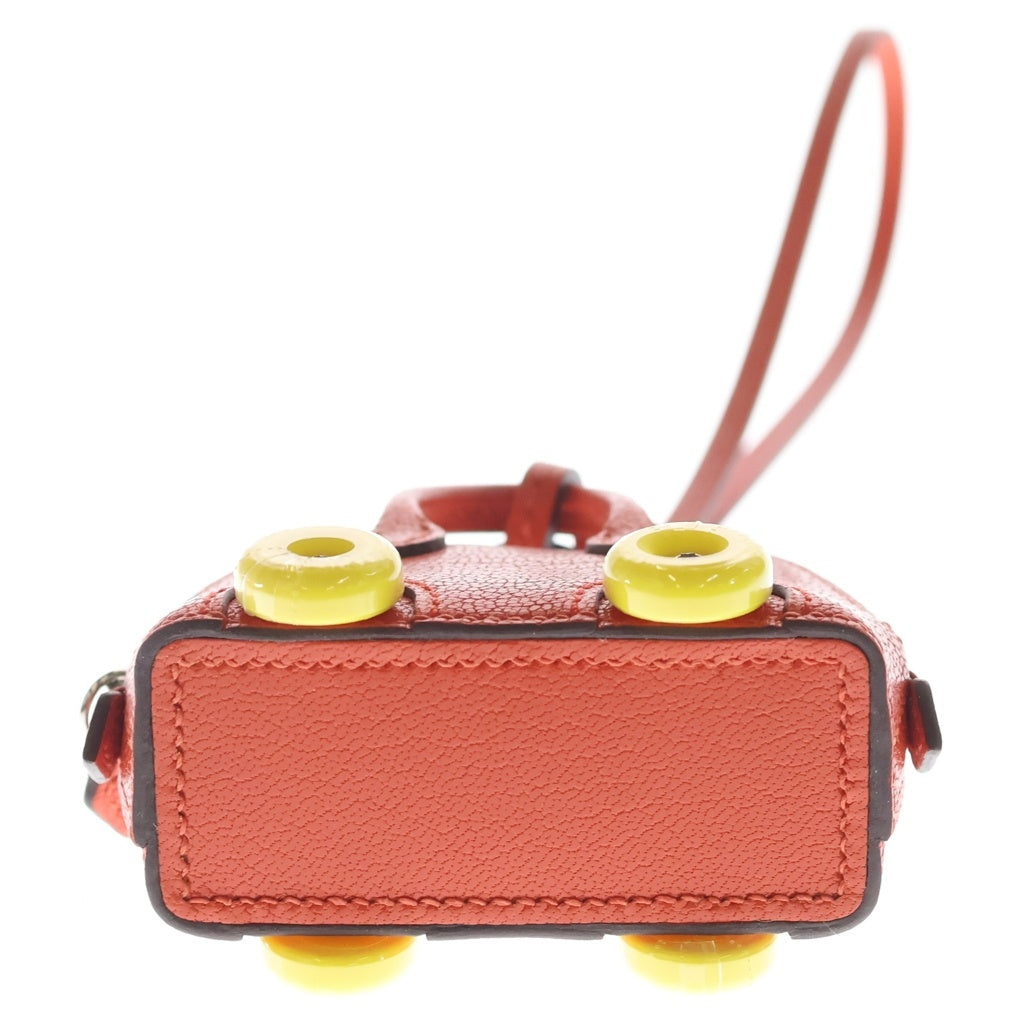 HERMES(エルメス) ボリードオンホイールズ チャーム オレンジ系 シェーブル シルバー金具 U刻印 レディース