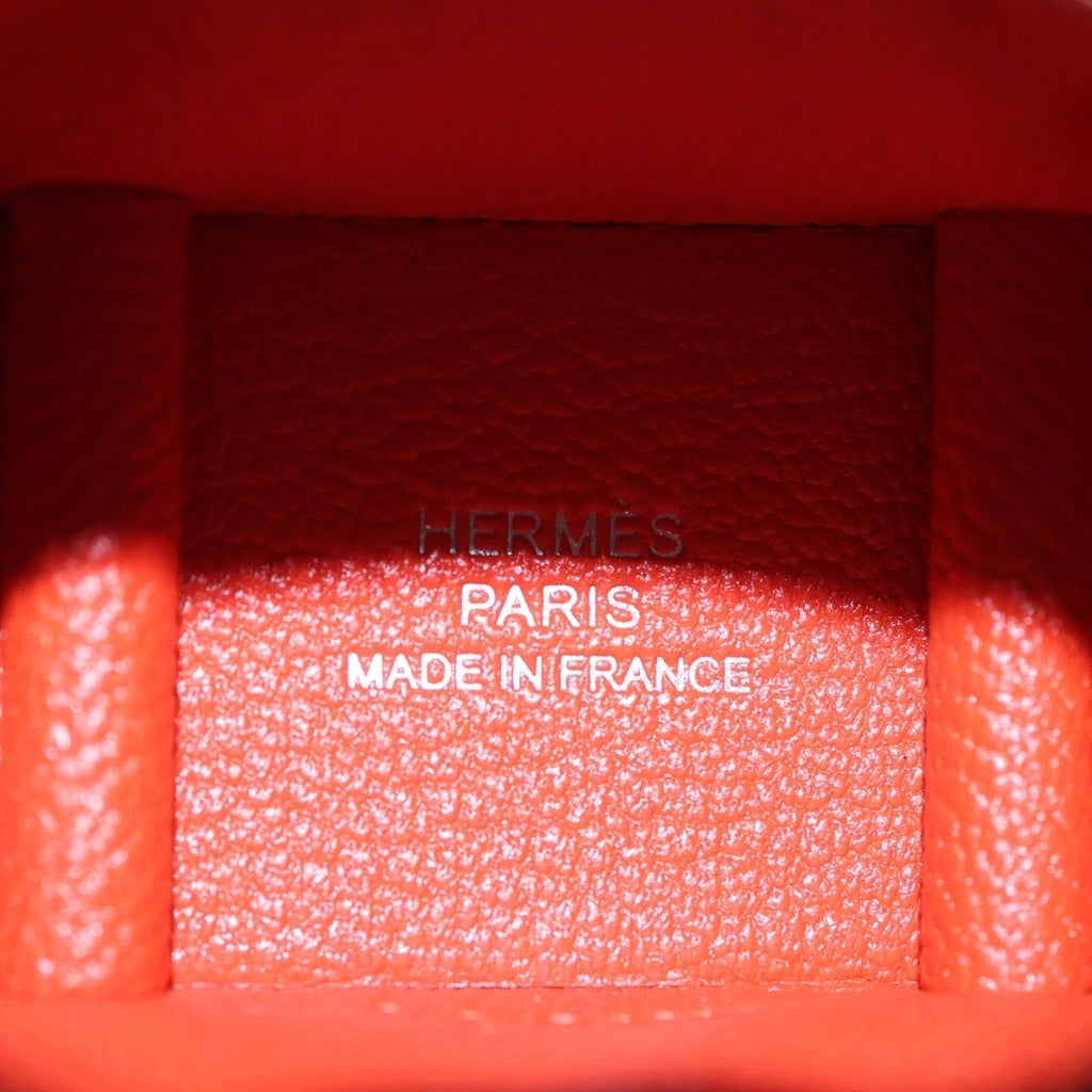HERMES(エルメス) ボリードオンホイールズ チャーム オレンジ系 シェーブル シルバー金具 U刻印 レディース