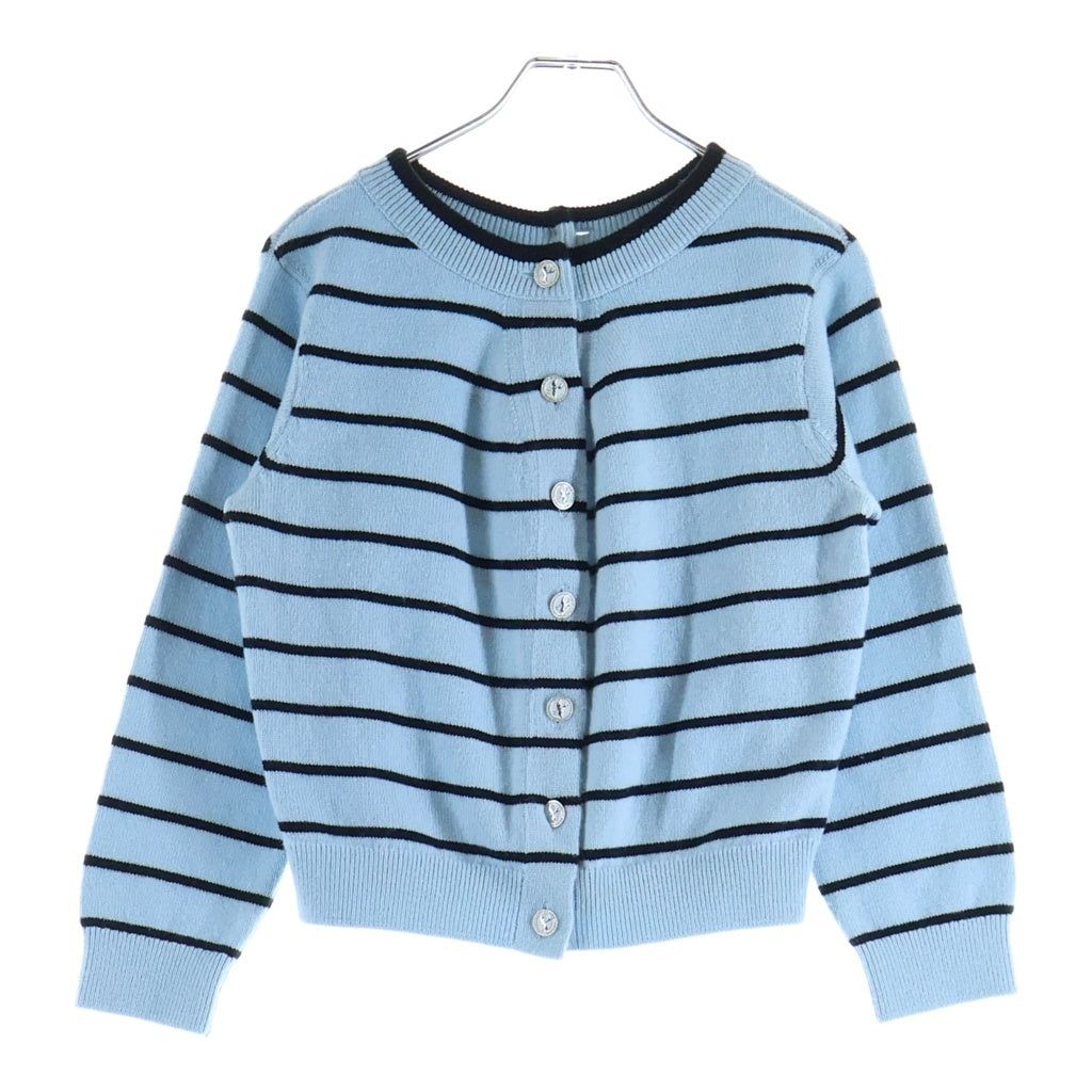 CHANEL(シャネル) 25年 ココボタン カーディガン ボーダー カシミヤ ライトブルー/ブラック P79517K11484 レディース