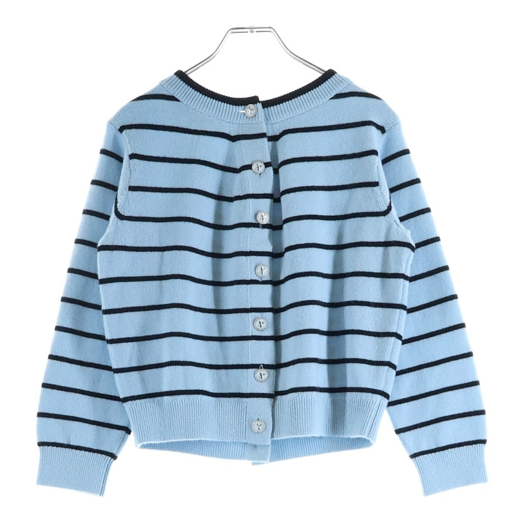 CHANEL(シャネル) 25年 ココボタン カーディガン ボーダー カシミヤ ライトブルー/ブラック P79517K11484 レディース
