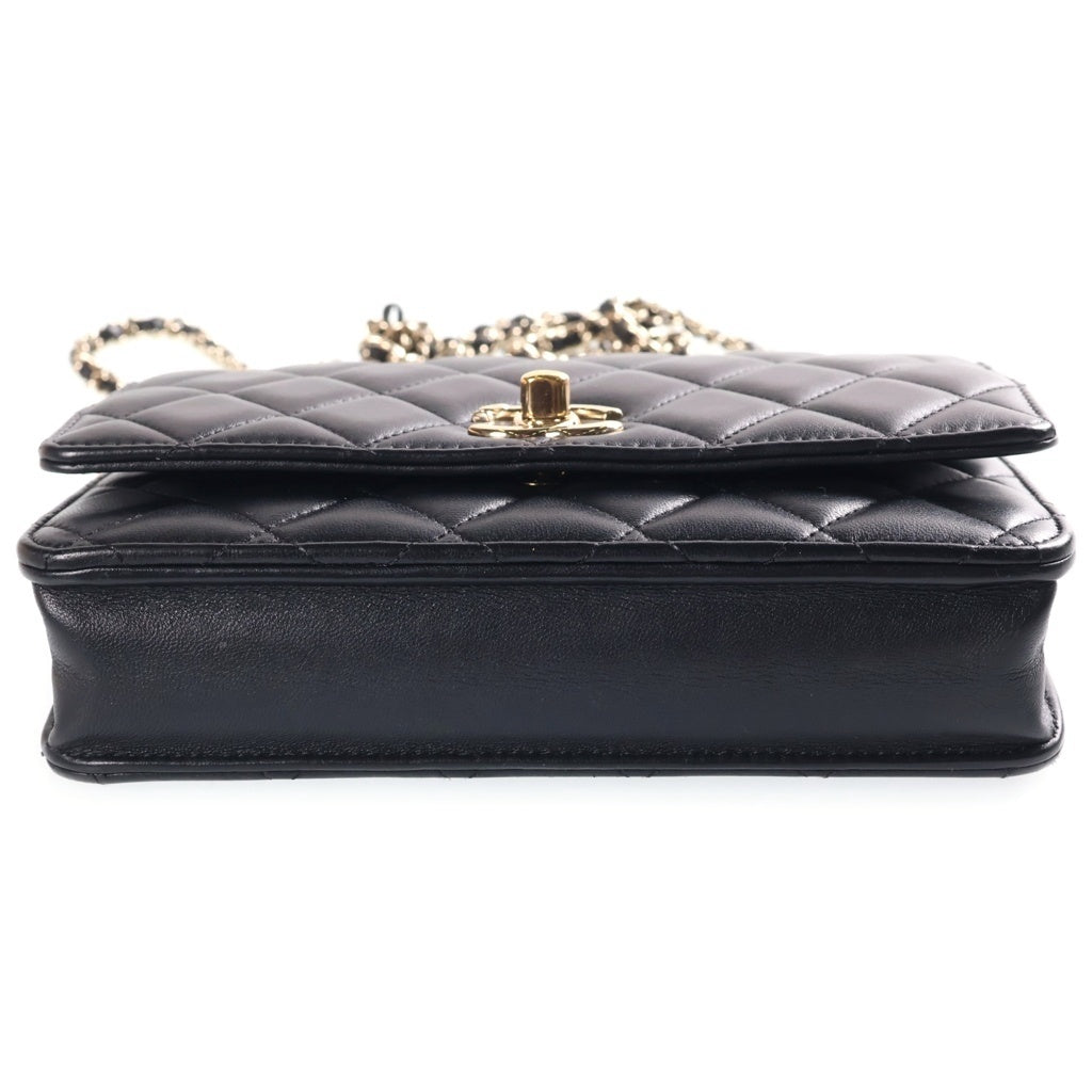 CHANEL(シャネル) トレンディCC トップハンドル ラムスキン レザーチェーンショルダーバッグ ブラック ゴールド金具 レディース