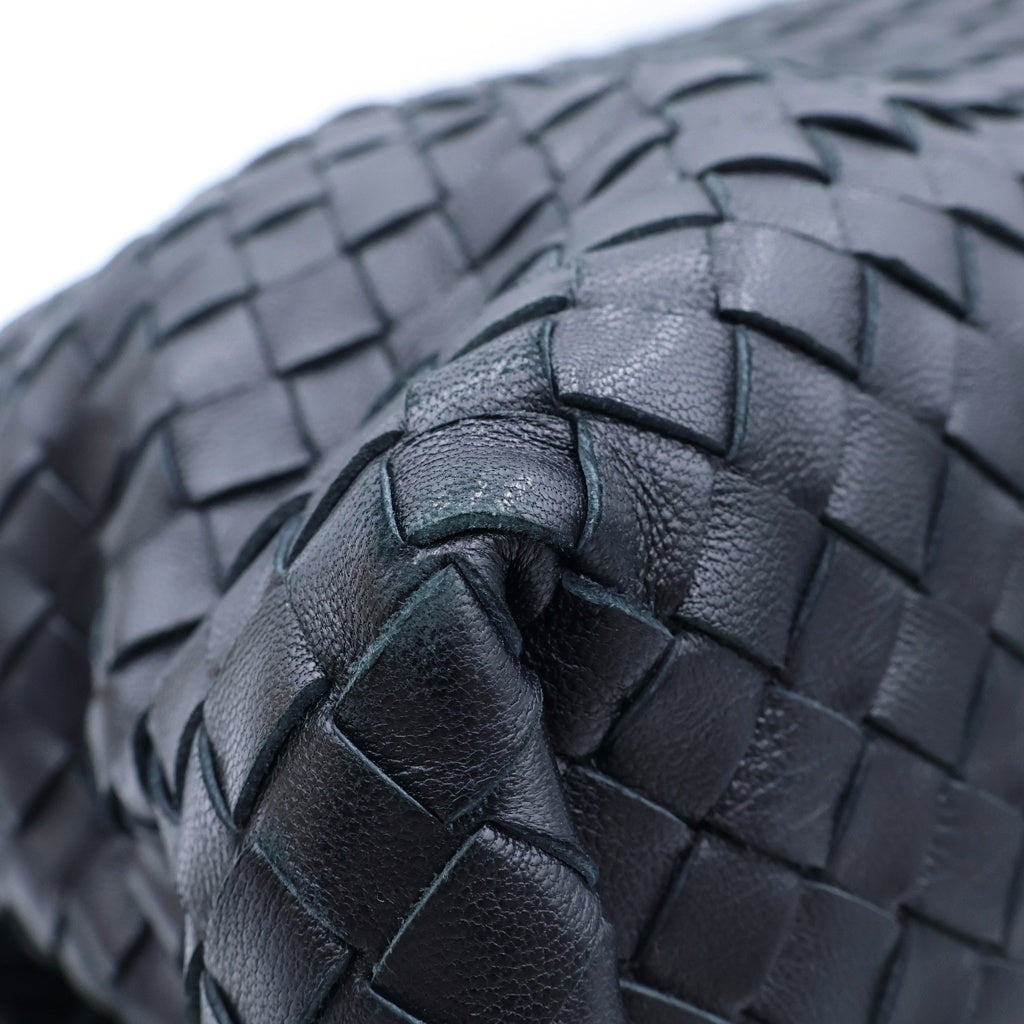 BOTTEGA VENETA(ボッテガヴェネタ) イントレチャート ローマ ハンドバッグ ボストンバッグ ブラック レザー ゴールド金具