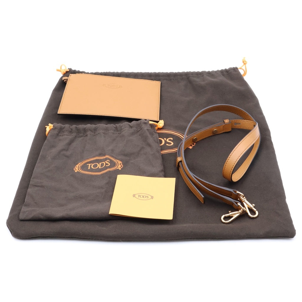 TOD'S(トッズ) Tタイムレス 2way ハンドバッグ レザー ブラウン レディース