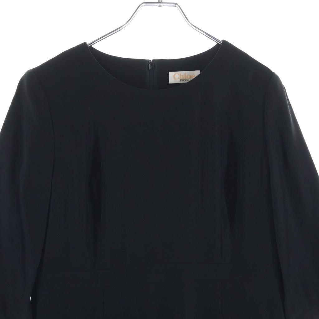 Chloe(クロエ) FORMALライン 7分袖 ロングワンピース ドレス ブラック レディース