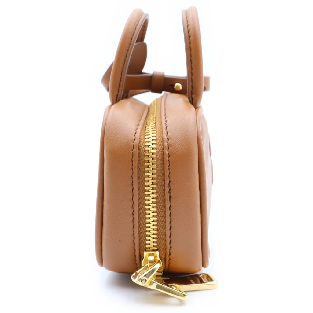 miumiu(ミュウミュウ) BEAU LEATHER MICRO-BAG ボー ロゴエンボス加工 マイクロバック レザーバッグチャーム キーホルダー ブラウン 5NR036 2F8W F0046 レディース