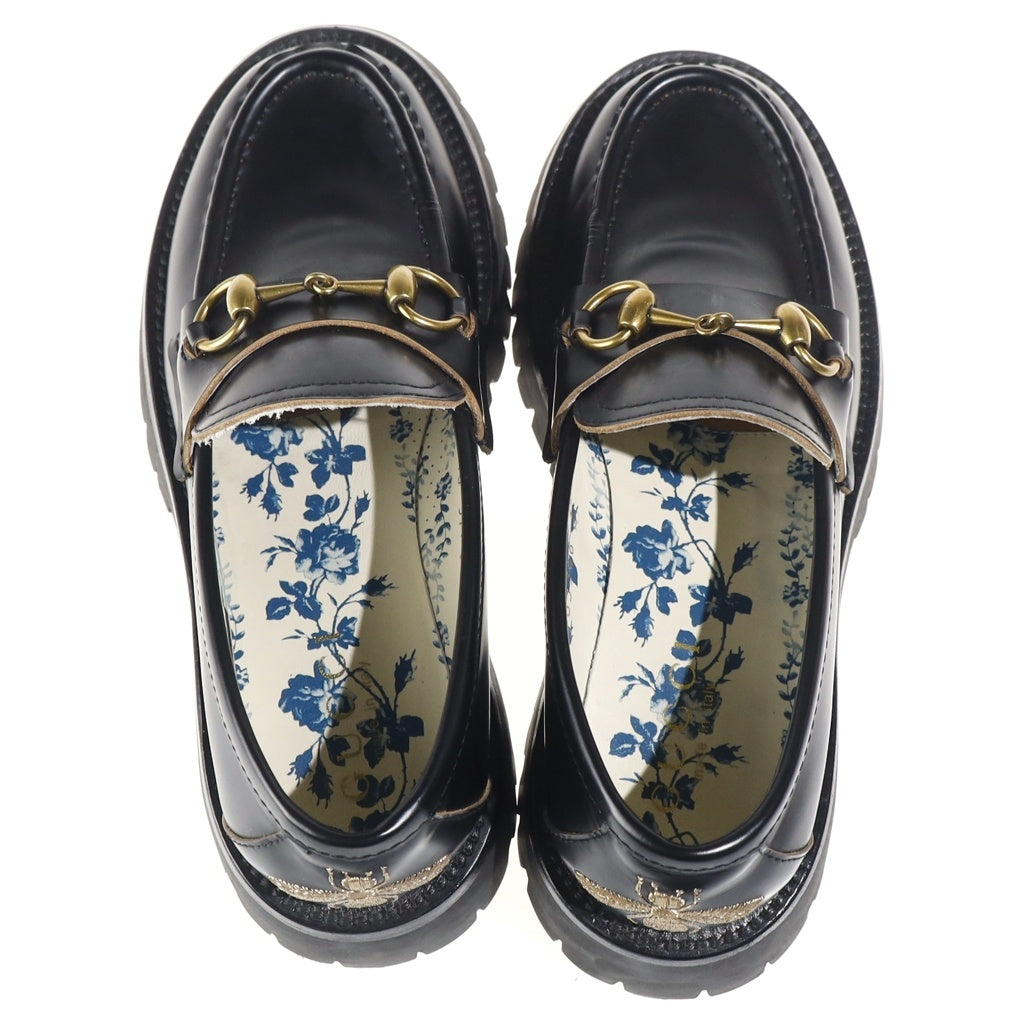 GUCCI(グッチ) ホースビット ローファー シューズ 革靴 レザー プラットフォーム ブラック 583346 レディース