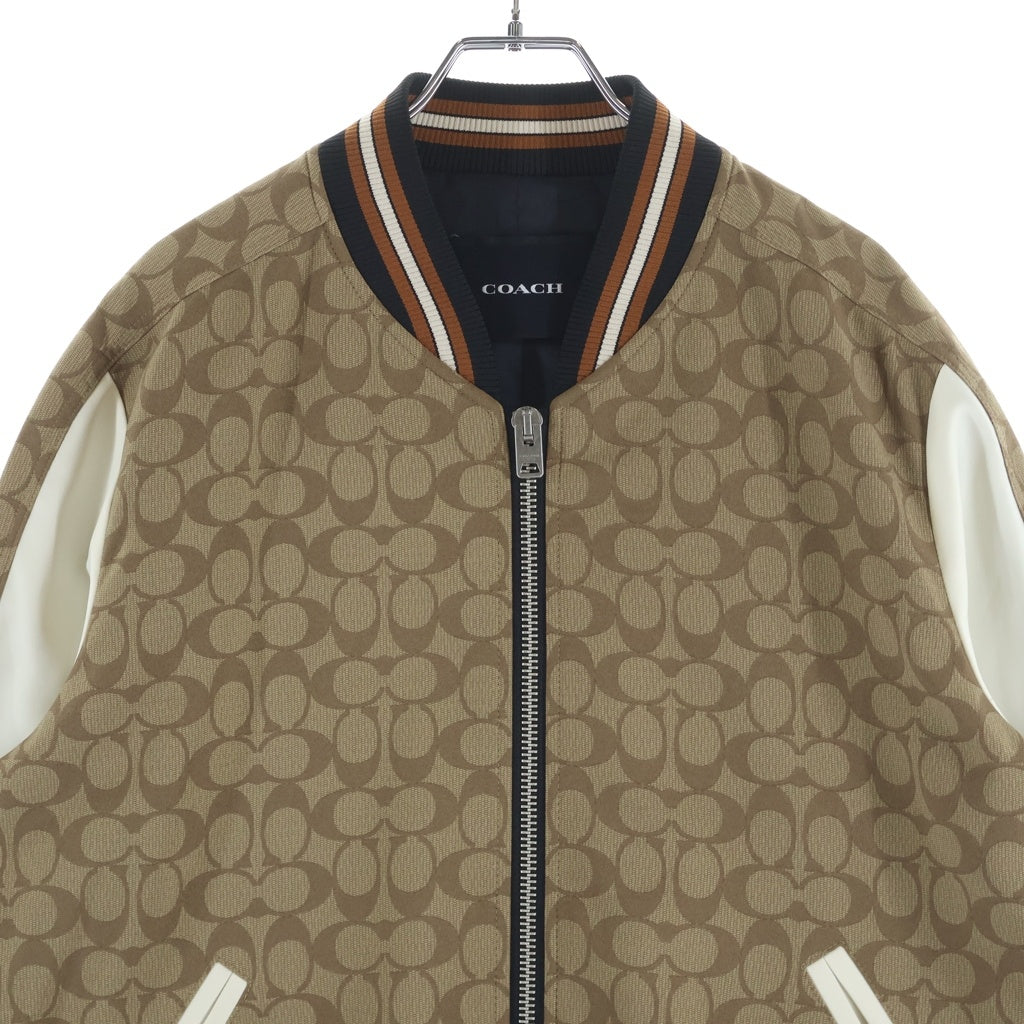 COACH(コーチ) シグネチャー スーベニアジャケット ブルゾン ロゴ ポリエステル ブラウン CB618 レディース