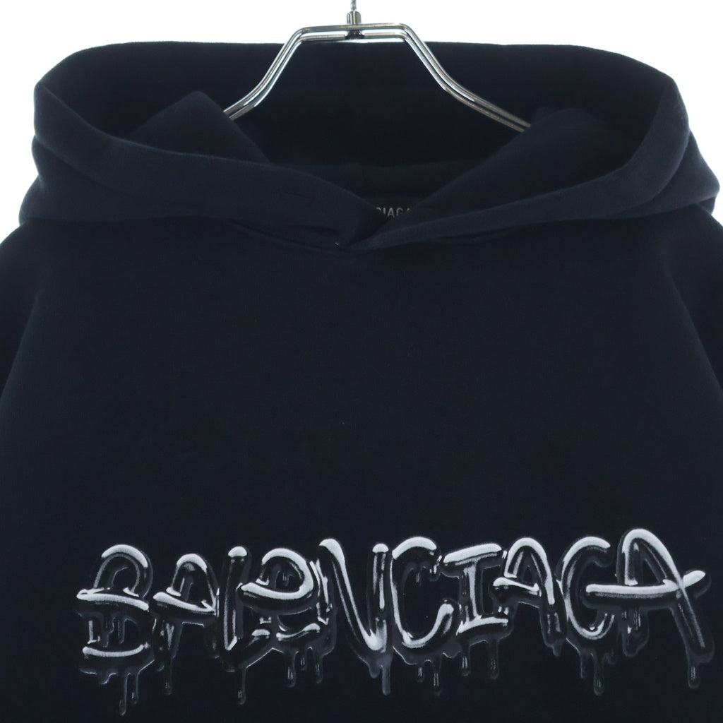 BALENCIAGA(バレンシアガ) 22SS スライムペイントロゴ スウェットプルオーバー パーカー ワイドフィット オーバーサイズブラック 674986 TLVF2