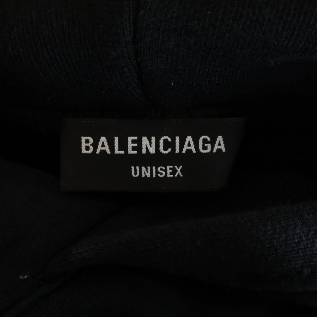 BALENCIAGA(バレンシアガ) 22SS スライムペイントロゴ スウェットプルオーバー パーカー ワイドフィット オーバーサイズブラック 674986 TLVF2