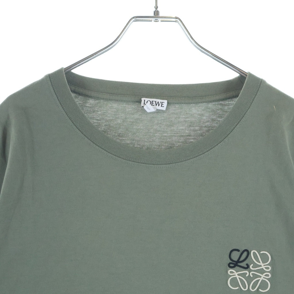 LOEWE(ロエベ) アナグラムロゴ刺繍 クルーネック半袖Tシャツ カットソー グリーン H526Y22J26
