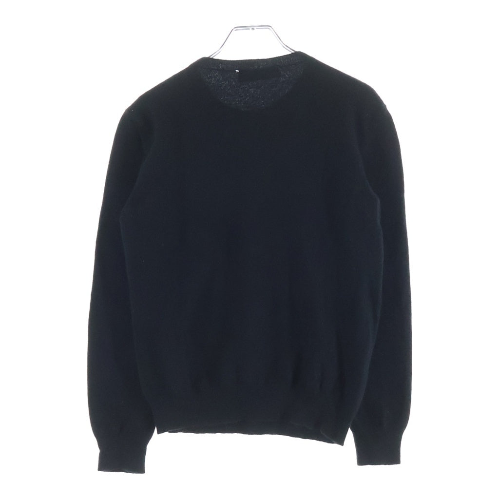 VALENTINO(ヴァレンティノ) Cashmere Wool Logo Knit Sweater フロントロゴ刺繍 クルーネック長袖ニット セーター ブラック SB3KC10546T レディース