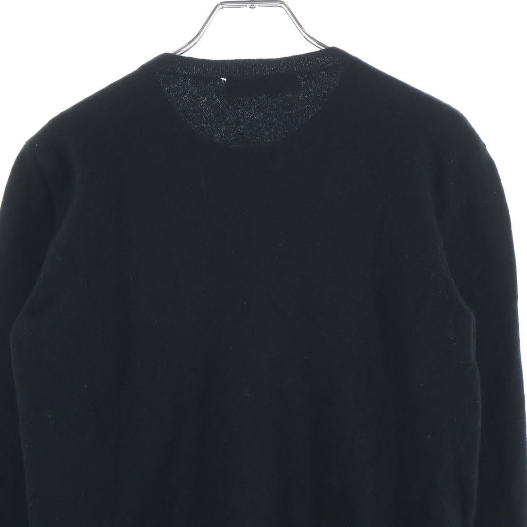 VALENTINO(ヴァレンティノ) Cashmere Wool Logo Knit Sweater フロントロゴ刺繍 クルーネック長袖ニット セーター ブラック SB3KC10546T レディース