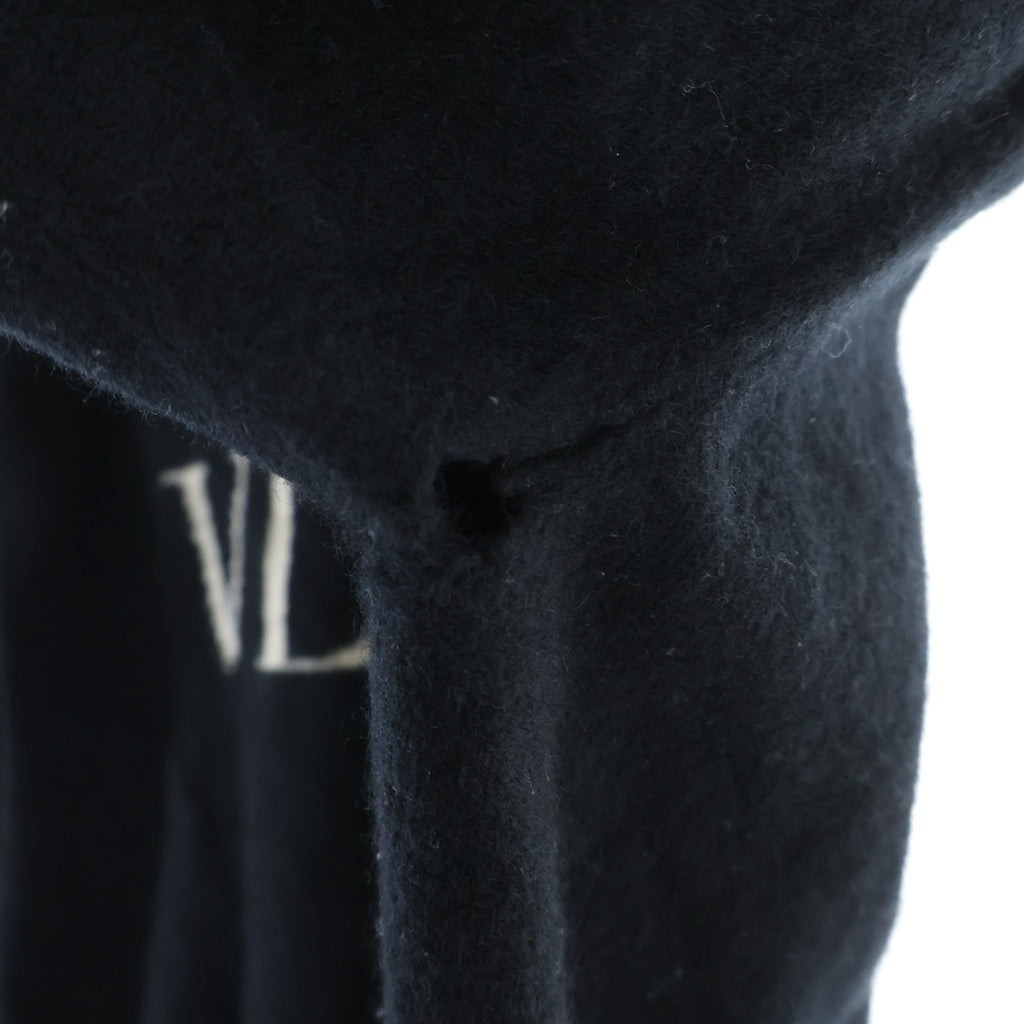 VALENTINO(ヴァレンティノ) Cashmere Wool Logo Knit Sweater フロントロゴ刺繍 クルーネック長袖ニット セーター ブラック SB3KC10546T レディース