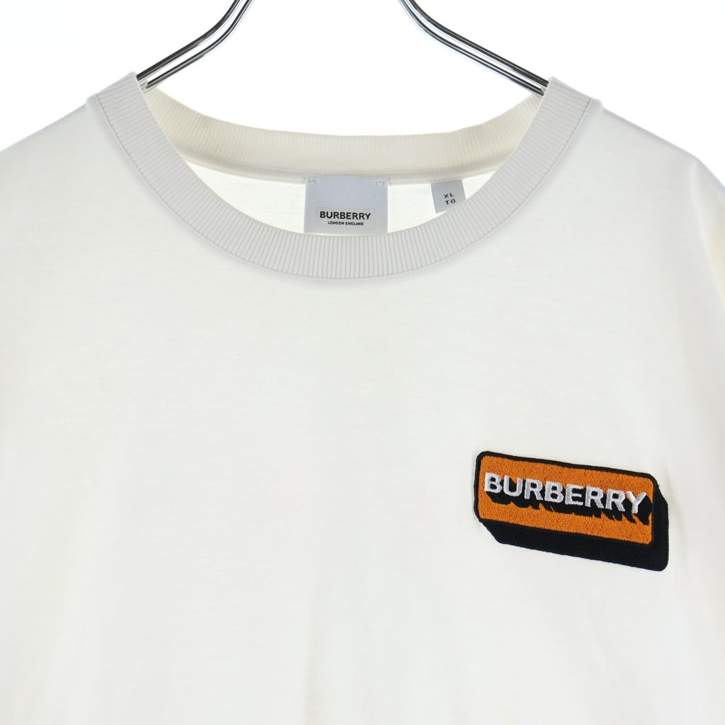 BURBERRY(バーバリー) ロゴ アップリケ コットン半袖Tシャツ カットソー ホワイト 8058093