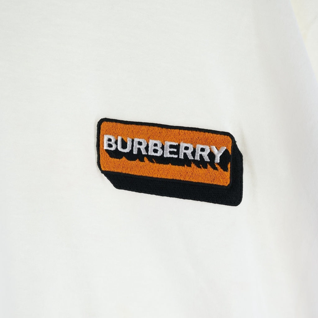 BURBERRY(バーバリー) ロゴ アップリケ コットン半袖Tシャツ カットソー ホワイト 8058093