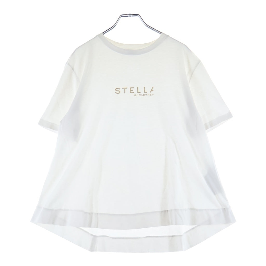STELLA McCARTNEY(ステラマッカートニー) ゴールド ロゴプリント 半袖Tシャツ カットソー コットン ホワイト 593857 SNW19 レディース