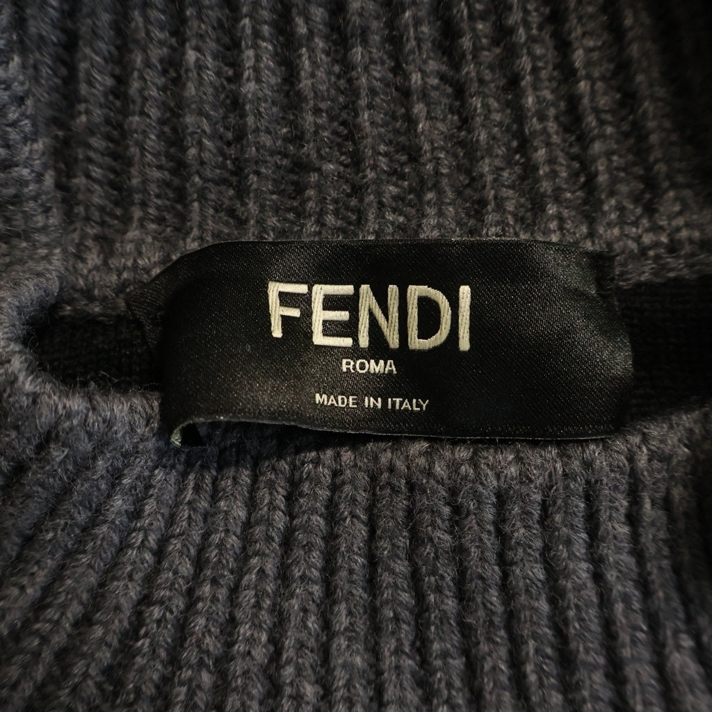 FENDI(フェンディ) FFロゴ ボア切り替え ハイネックミドルゲージニット ブラック FZY310