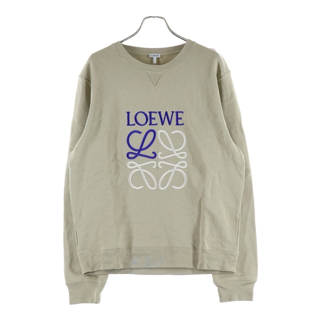 LOEWE(ロエベ) アナグラムロゴ刺繍 長袖スウェット トレーナー コットン ベージュ/ブルー H526Y24X10