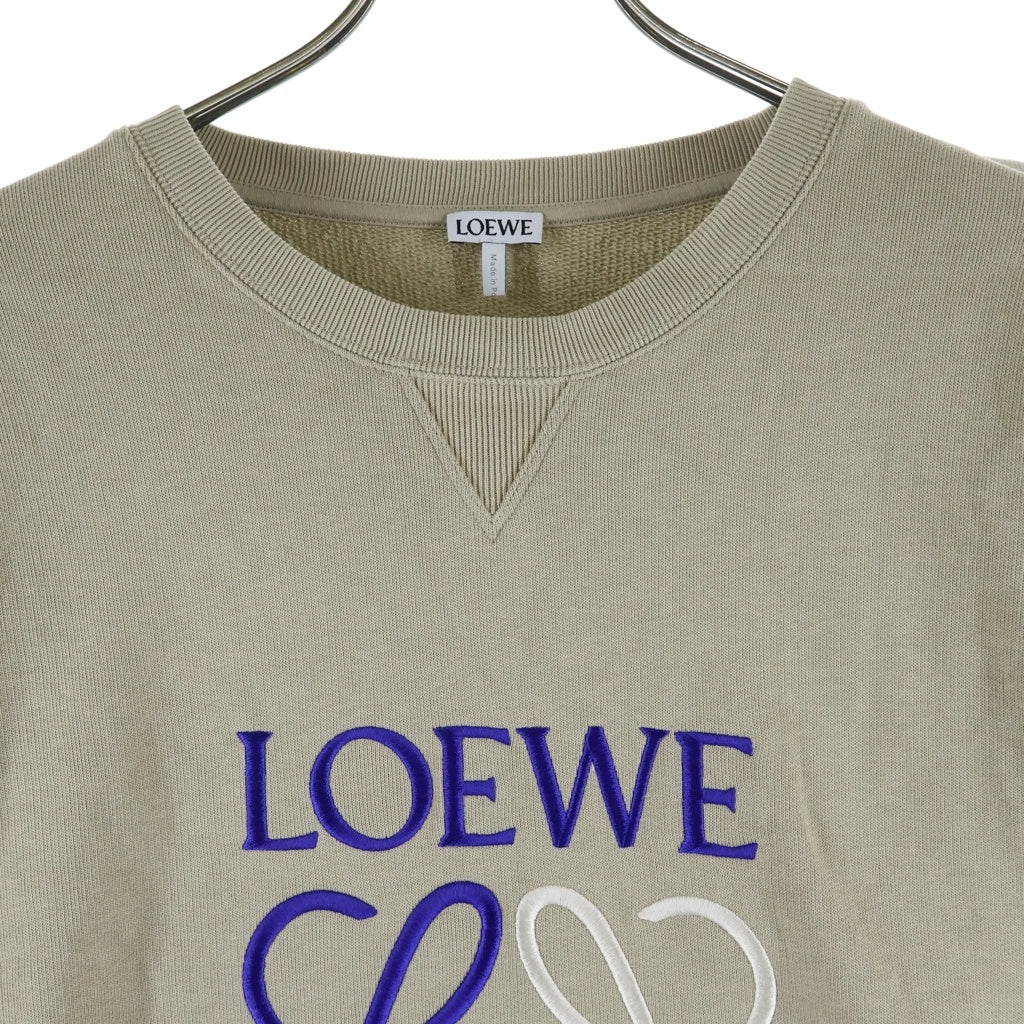 LOEWE(ロエベ) アナグラムロゴ刺繍 長袖スウェット トレーナー コットン ベージュ/ブルー H526Y24X10