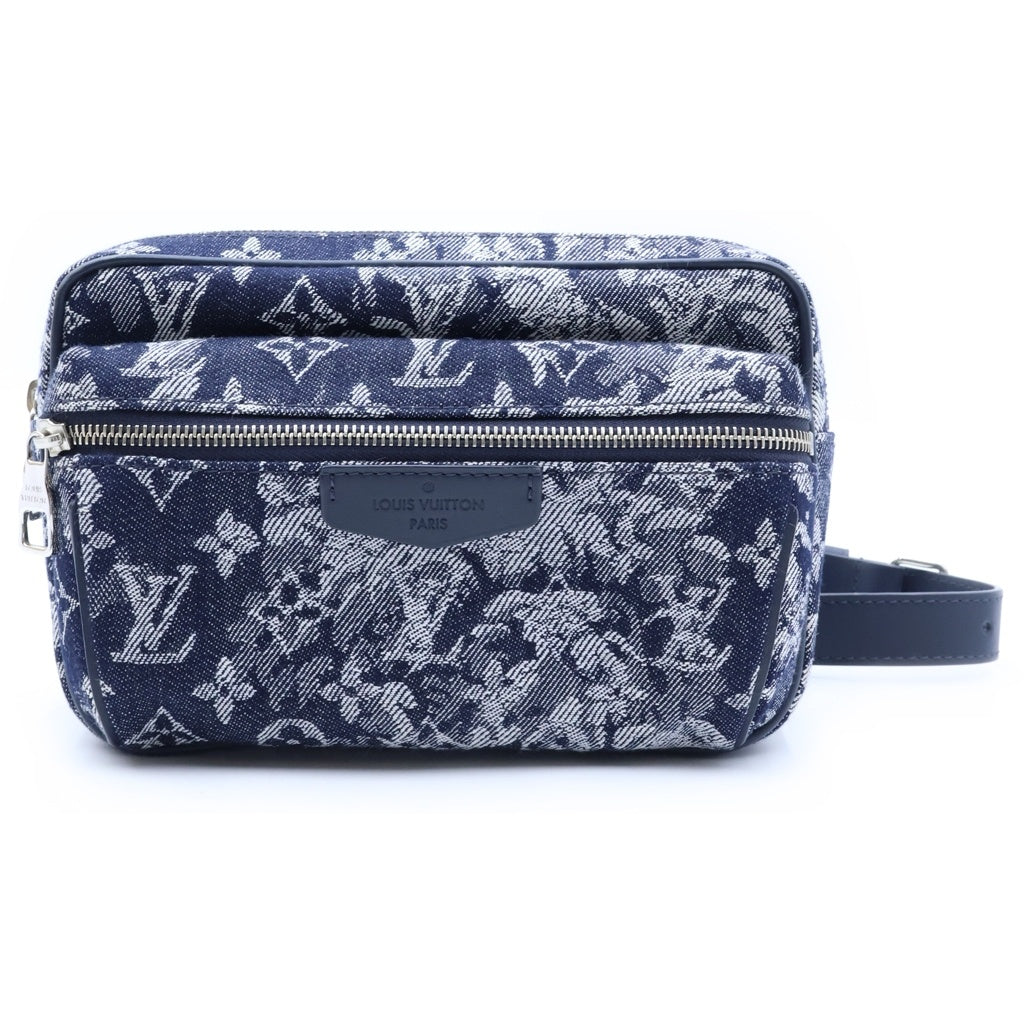 LOUIS VUITTON(ルイヴィトン) バムバッグ アウトドア ボディバッグ モノグラム タペストリー キャンバス レザー ネイビー ホワイト M57281