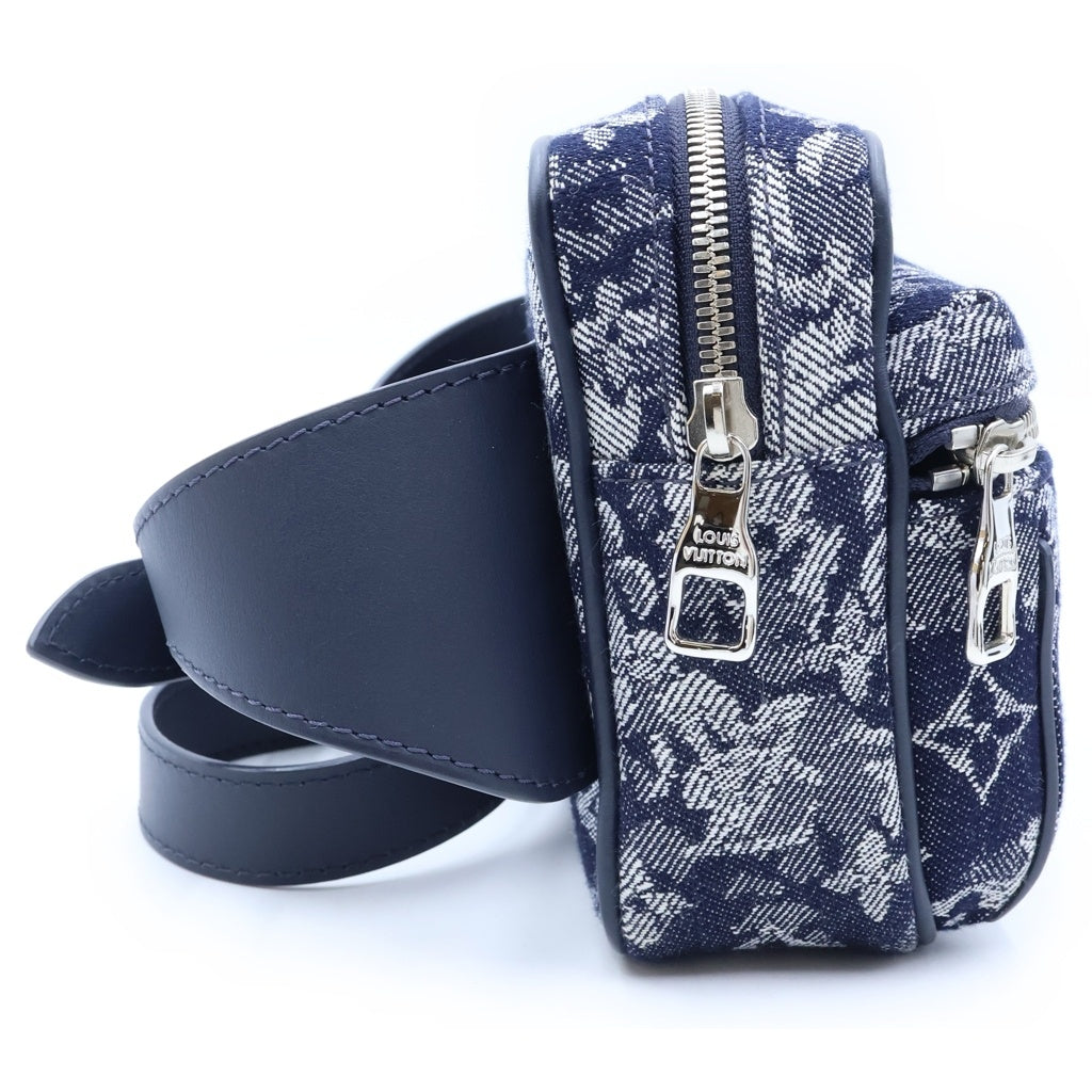 LOUIS VUITTON(ルイヴィトン) バムバッグ アウトドア ボディバッグ モノグラム タペストリー キャンバス レザー ネイビー ホワイト M57281