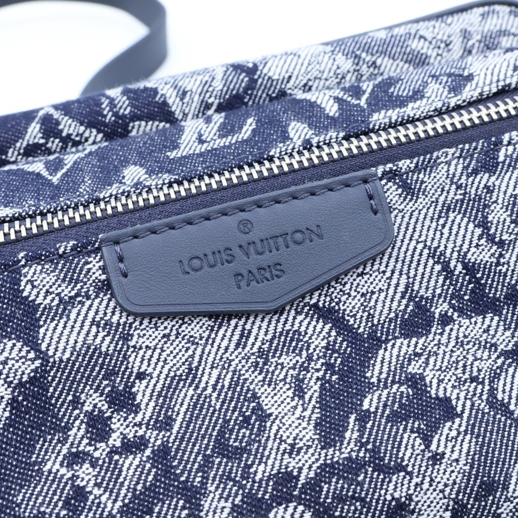 LOUIS VUITTON(ルイヴィトン) バムバッグ アウトドア ボディバッグ モノグラム タペストリー キャンバス レザー ネイビー ホワイト M57281