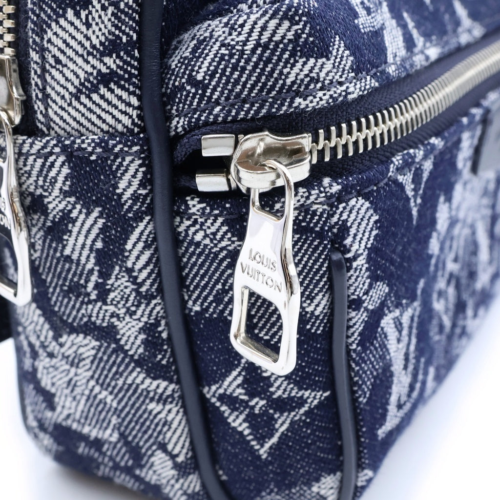 LOUIS VUITTON(ルイヴィトン) バムバッグ アウトドア ボディバッグ モノグラム タペストリー キャンバス レザー ネイビー ホワイト M57281