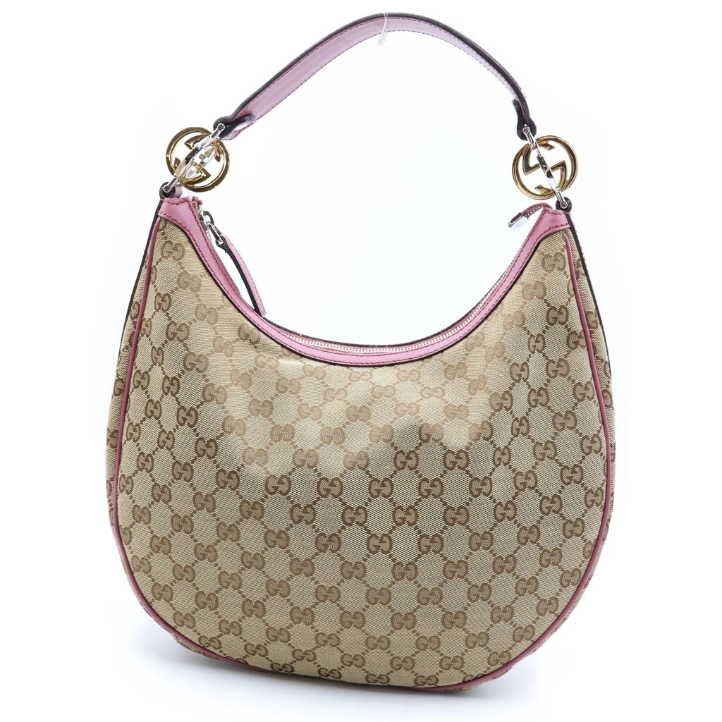 GUCCI(グッチ) GGキャンバス ワンショルダーバッグ ベージュ/ピンク キャンバス/レザー 232962 レディース