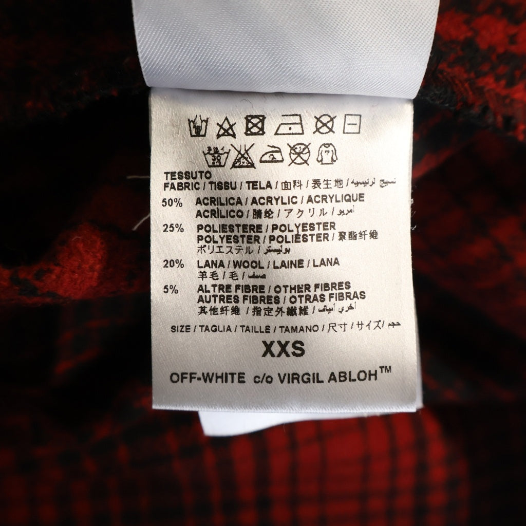 OFF-WHITE(オフホワイト) バックプリント チェック総柄 フランネル 長袖シャツ レッド