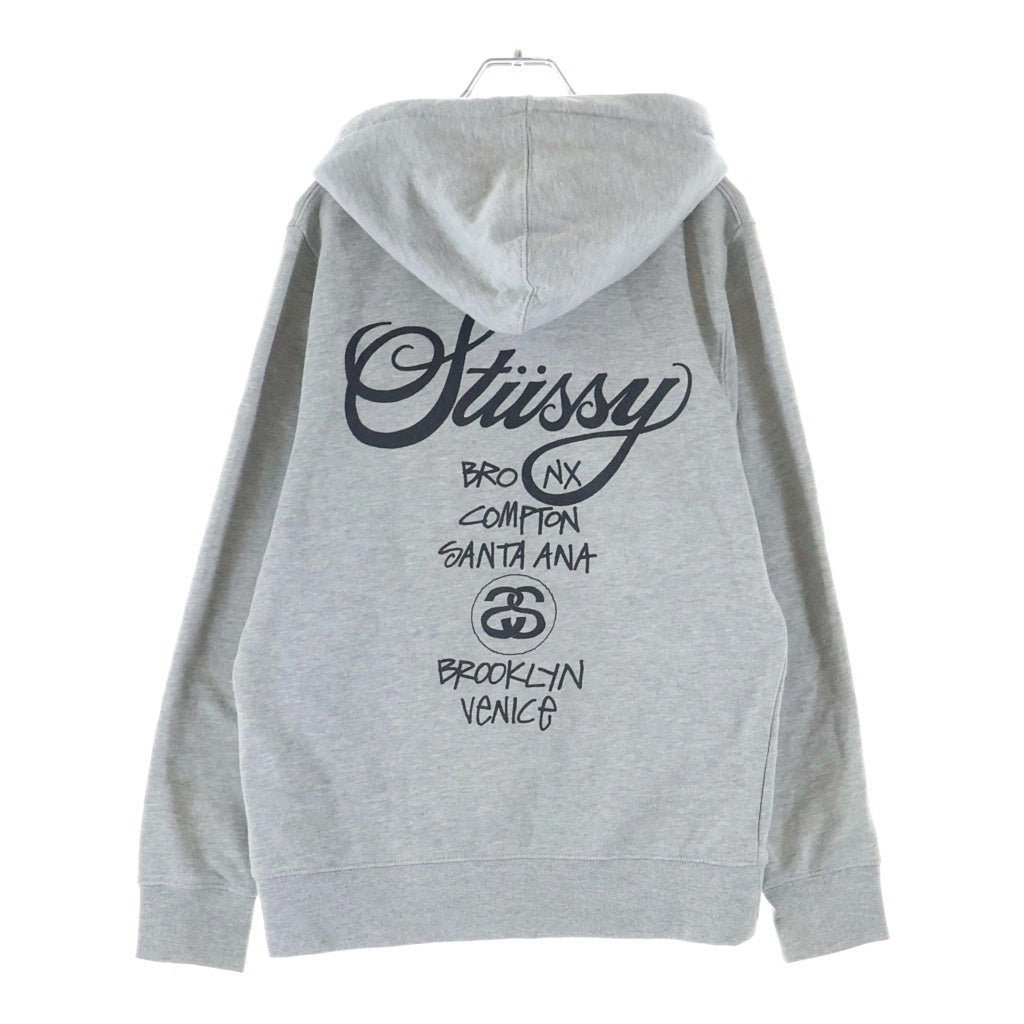 STUSSY(ステューシー) ワールドツアー ジップフーディー パーカー グレー コットン