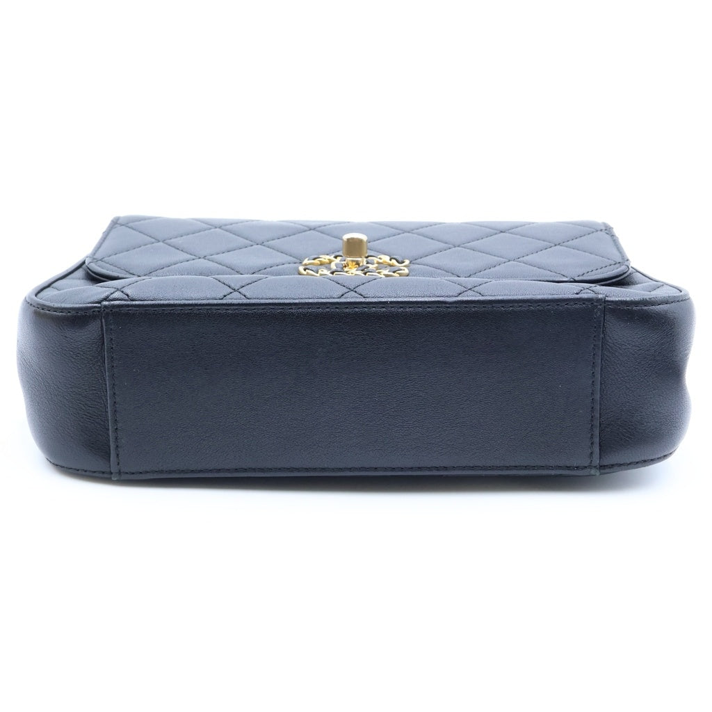 CHANEL(シャネル) マトラッセ トップハンドル チェーンショルダーバッグ ブラック ラムスキン ゴールド金具 AS0970 28番台 レディース
