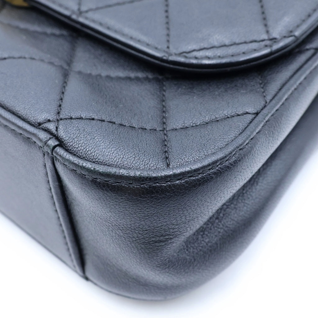 CHANEL(シャネル) マトラッセ トップハンドル チェーンショルダーバッグ ブラック ラムスキン ゴールド金具 AS0970 28番台 レディース