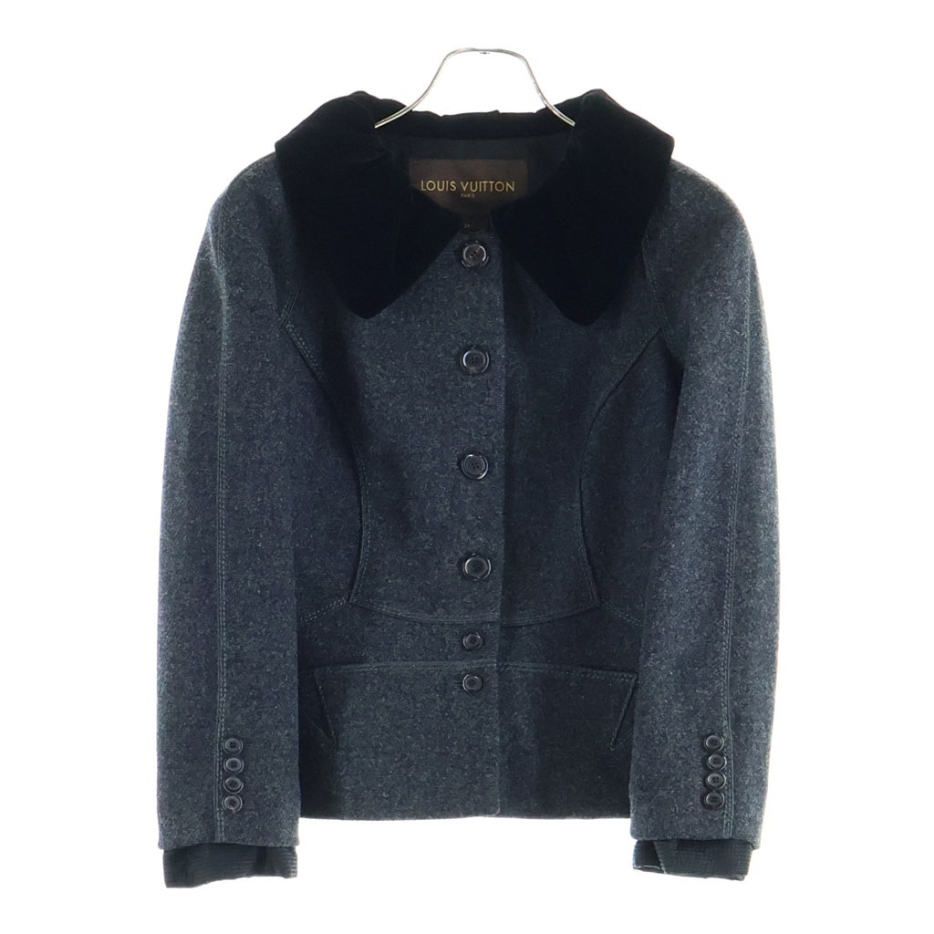 LOUIS VUITTON(ルイヴィトン) ショート ジャケット 襟つき ウール ベロア グレー RW052 WHJA23WOT レディース