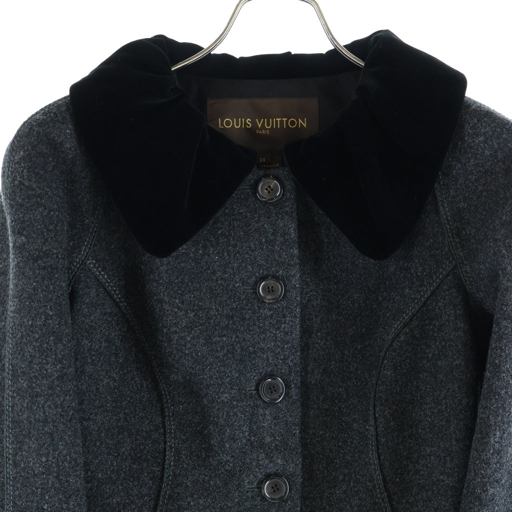 LOUIS VUITTON(ルイヴィトン) ショート ジャケット 襟つき ウール ベロア グレー RW052 WHJA23WOT レディース