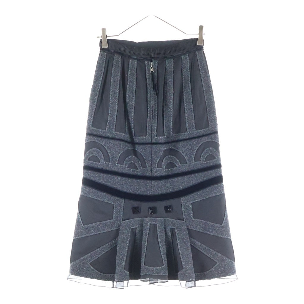 LOUIS VUITTON(ルイヴィトン) ロング スカート ビジュー付き シルク ウール ブラック/グレー RW052B レディース