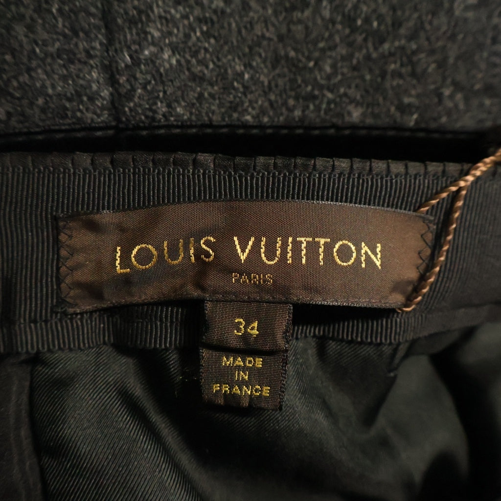 LOUIS VUITTON(ルイヴィトン) ロング スカート ビジュー付き シルク ウール ブラック/グレー RW052B レディース