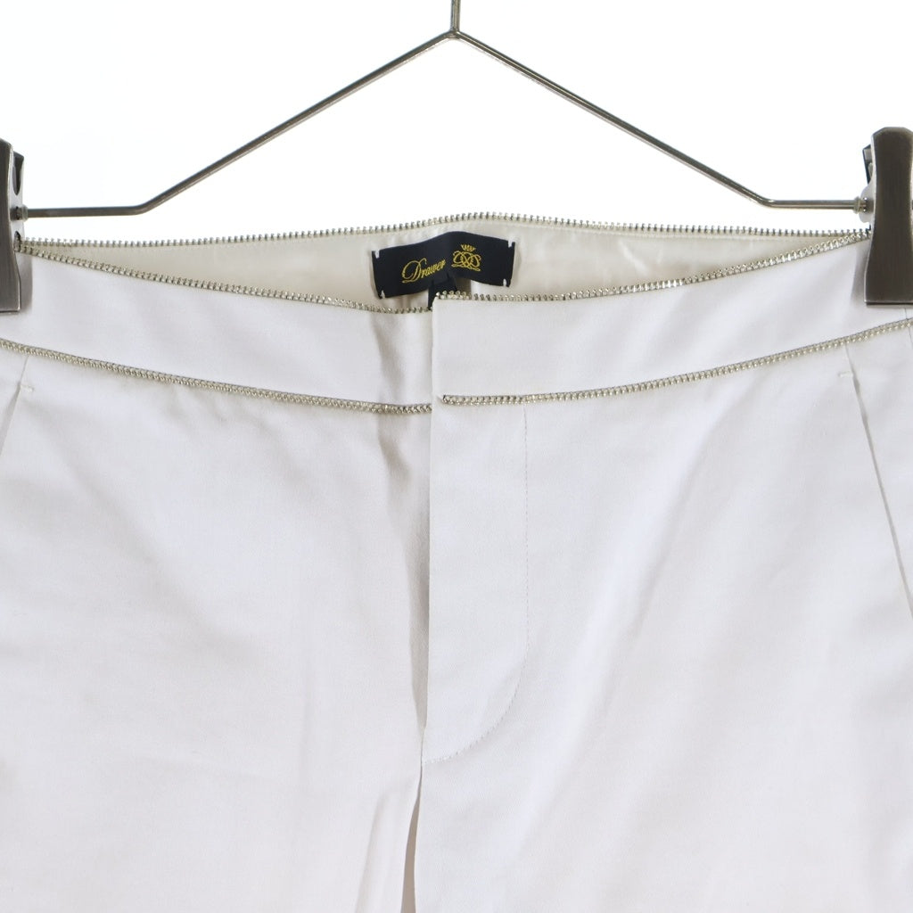DRAWER(ドゥロワー) ストレッチ スキニー テーパード クロップド パンツ ジップ付き コットン ホワイト 6514ー236ー0427 レディース