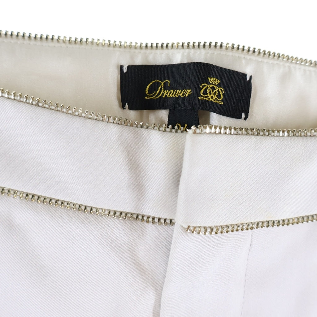 DRAWER(ドゥロワー) ストレッチ スキニー テーパード クロップド パンツ ジップ付き コットン ホワイト 6514ー236ー0427 レディース
