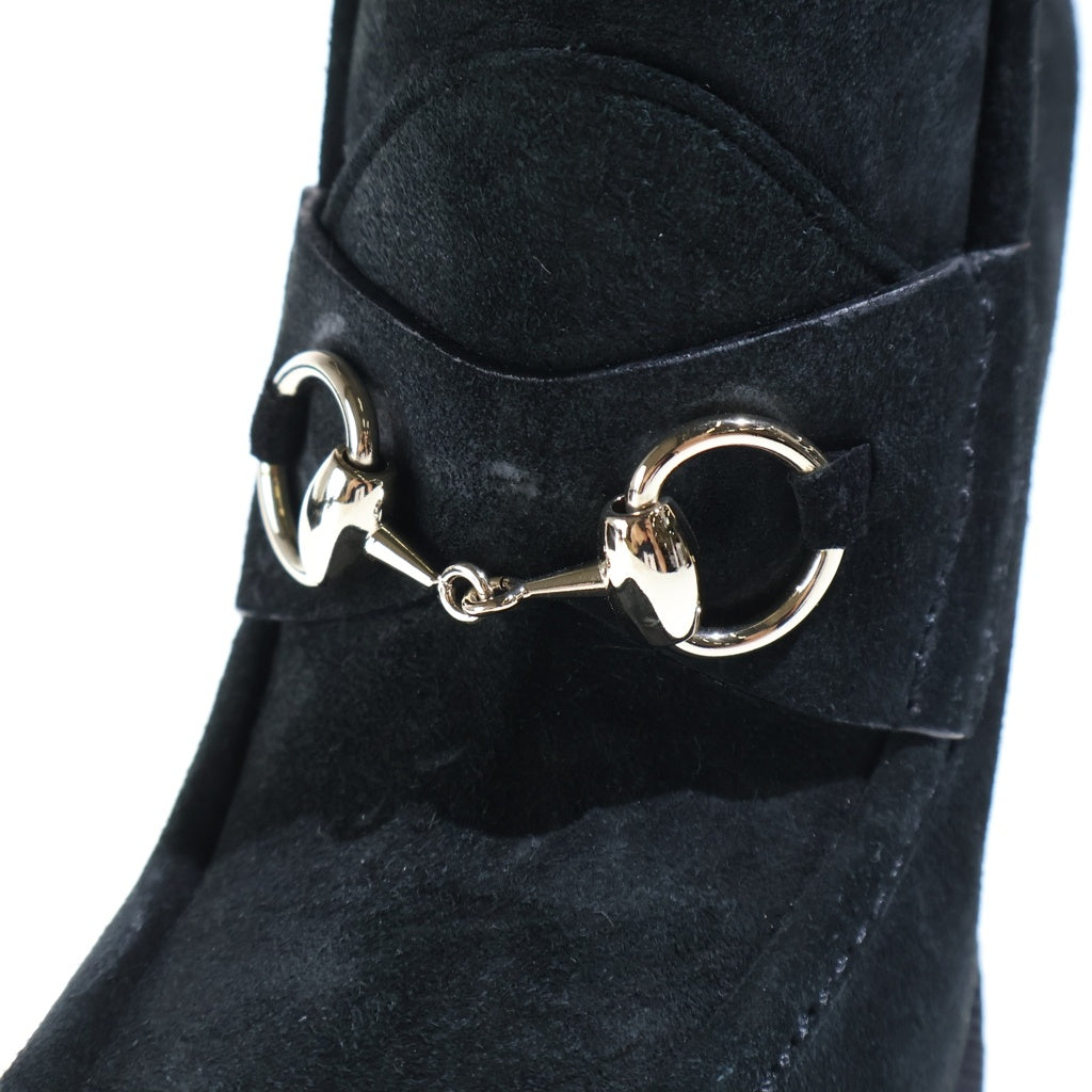 GUCCI(グッチ) ホースビット ウェッジ ロングブーツ スエード ブラック 247156 レディース