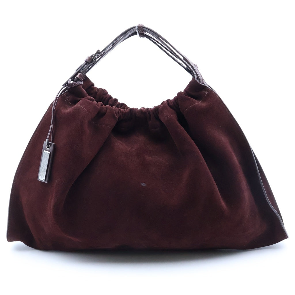 GUCCI(グッチ) スエード ハンドバッグ トートバッグ ブラウン ボルドー レザー 76554 シルバー金具 レディース