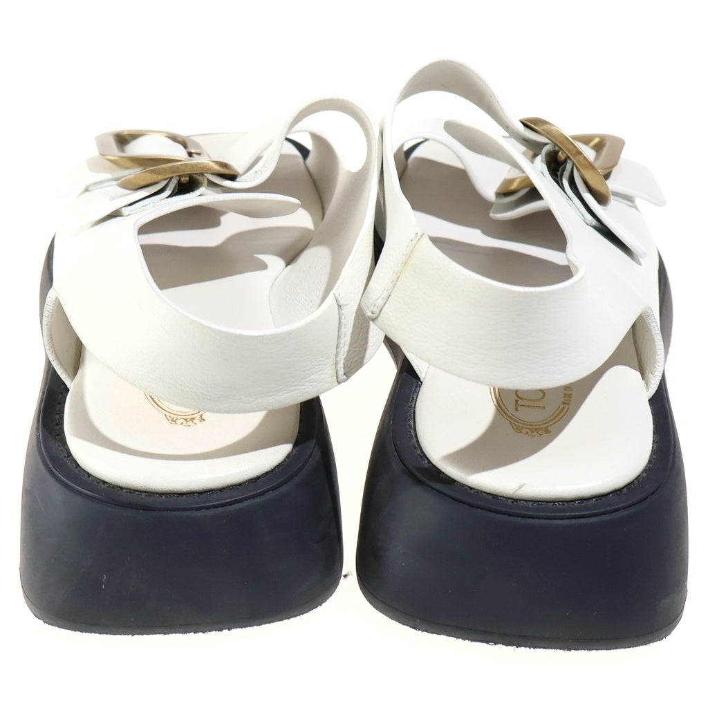 TOD'S(トッズ) ダブル ベルト サンダル レザー ホワイト レディース