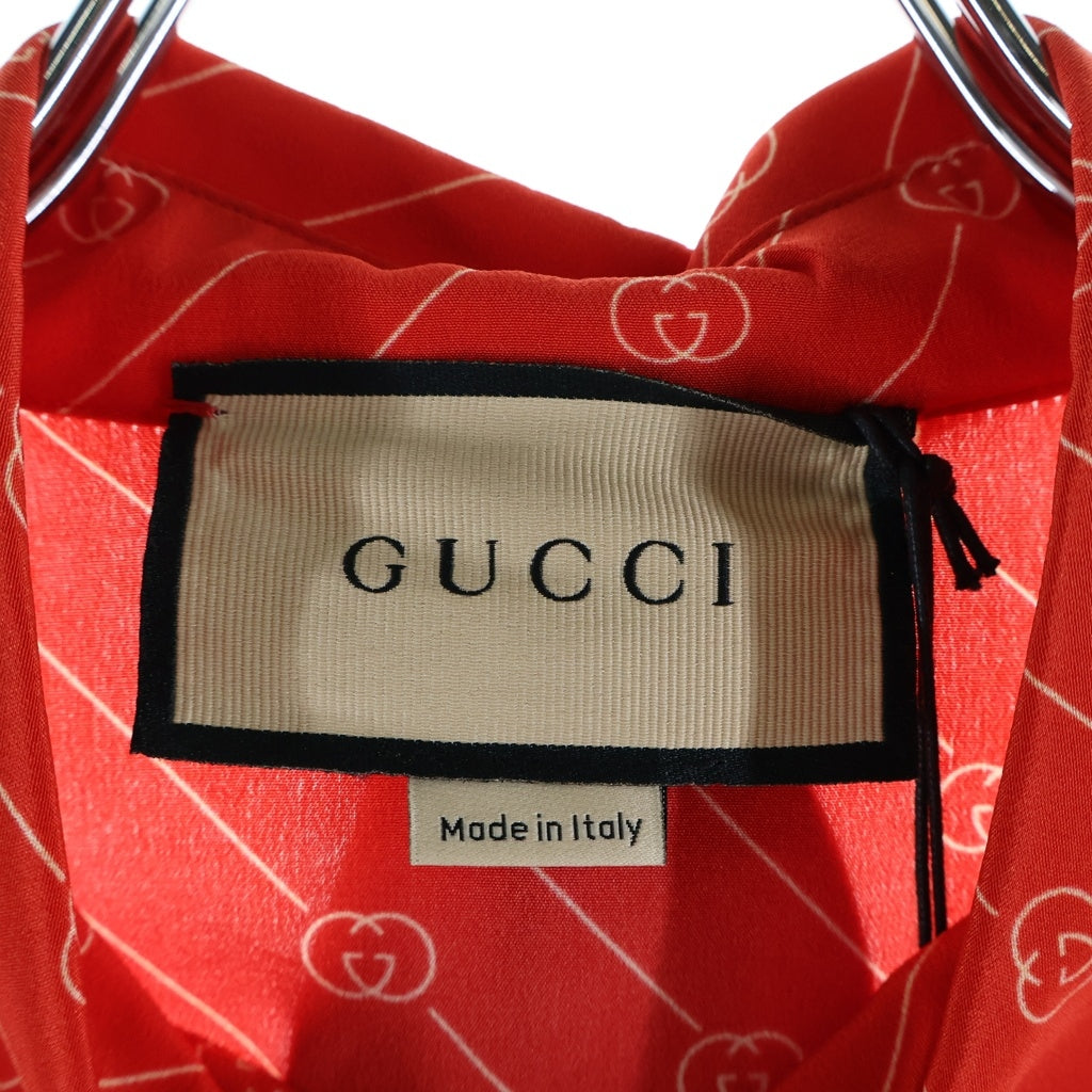 GUCCI(グッチ) GG リボン付き シャツ 長袖 ボウタイ シルク レッド 660046 ZAGRU