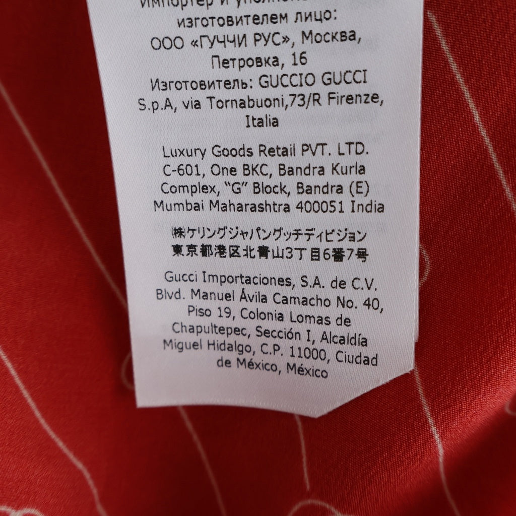 GUCCI(グッチ) GG リボン付き シャツ 長袖 ボウタイ シルク レッド 660046 ZAGRU