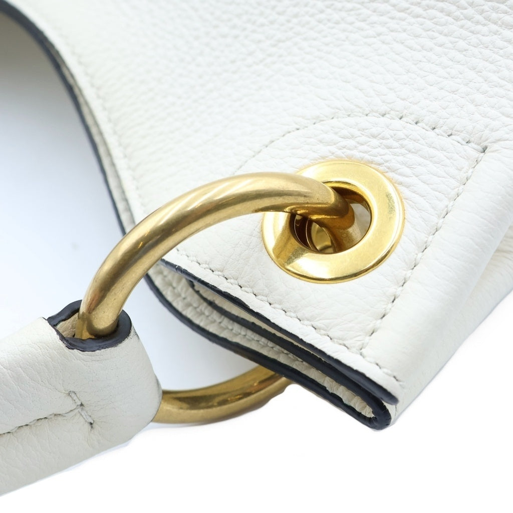PRADA(プラダ) エンボスロゴ ワンショルダーバッグ トートバッグ ホワイト アイボリー レザー 1BC051 ゴールド金具 レディース