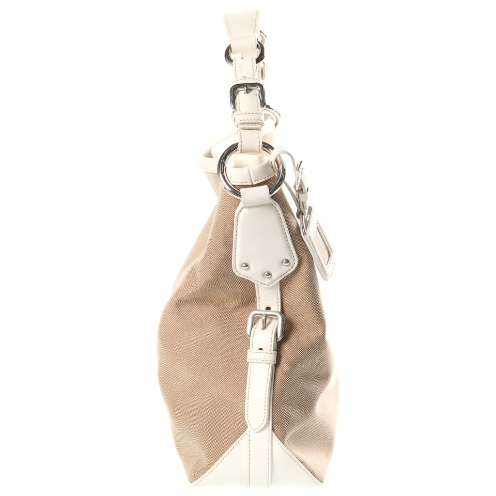 PRADA(プラダ) ロゴジャガード ワンショルダーバッグ キャンバス レザー ブラウン/ホワイト BR3438 レディース