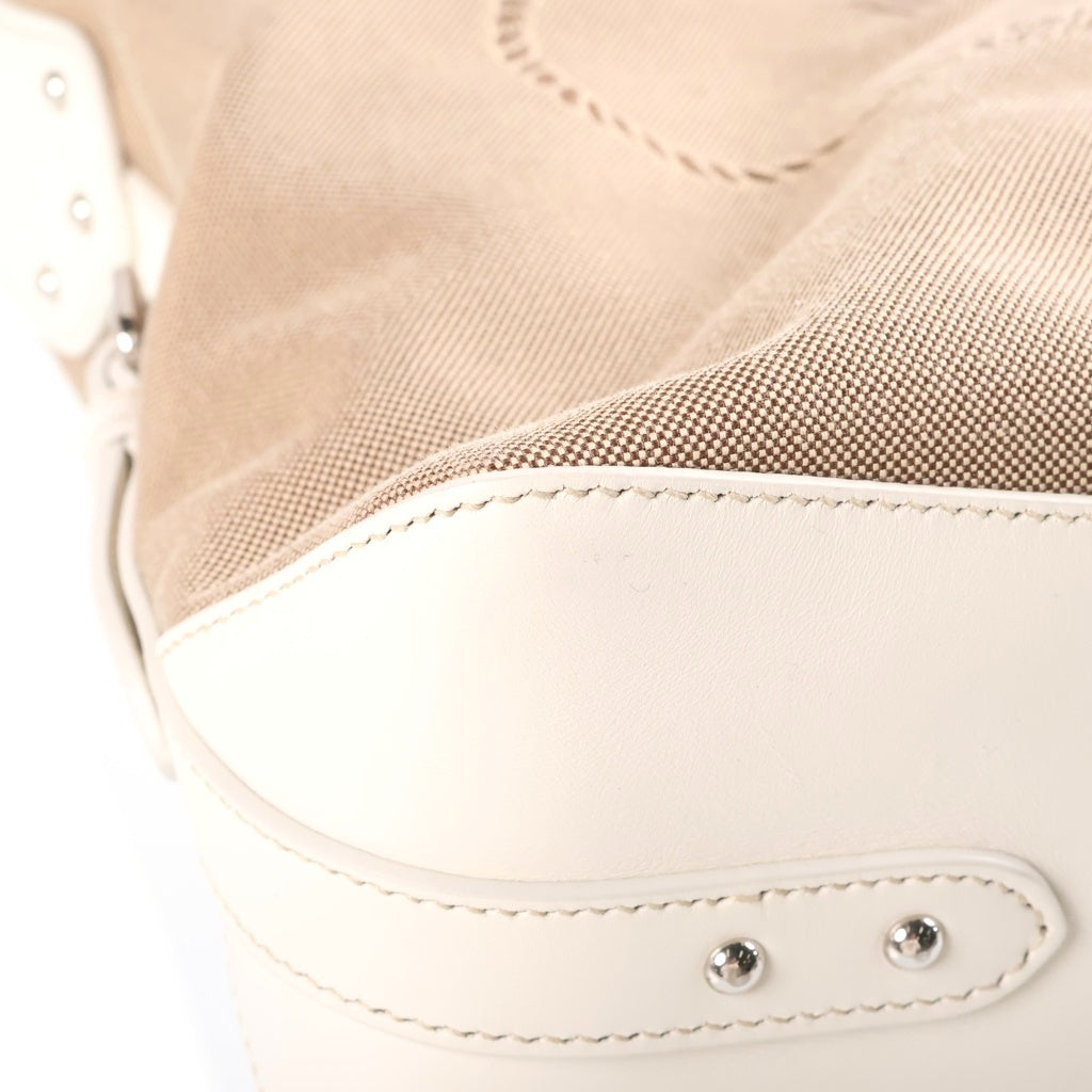 PRADA(プラダ) ロゴジャガード ワンショルダーバッグ キャンバス レザー ブラウン/ホワイト BR3438 レディース