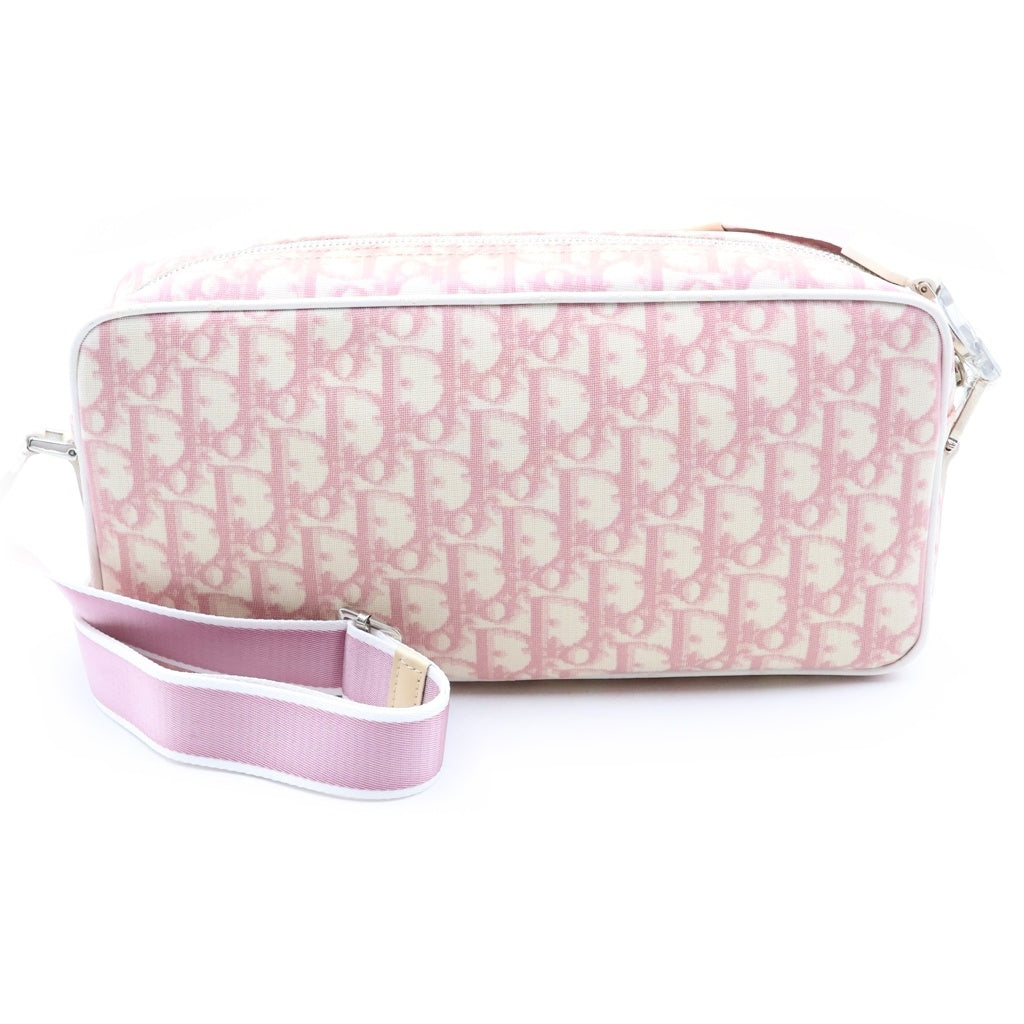 Christian Dior(クリスチャンディオール) トロッター ショルダーバッグ ホワイト×ピンク PVC シルバー金具 レディース