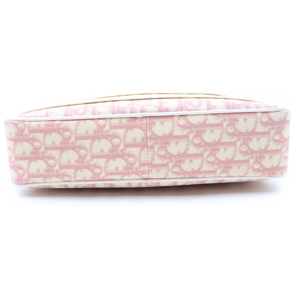 Christian Dior(クリスチャンディオール) トロッター ショルダーバッグ ホワイト×ピンク PVC シルバー金具 レディース